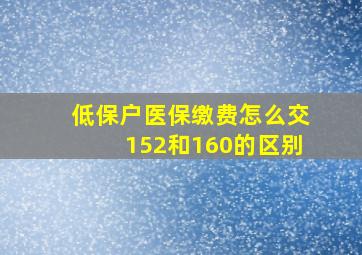 低保户医保缴费怎么交152和160的区别