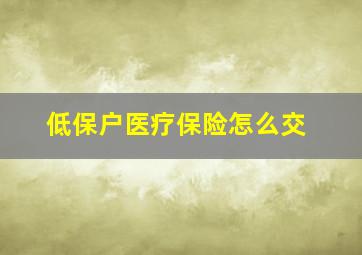 低保户医疗保险怎么交