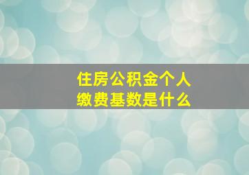 住房公积金个人缴费基数是什么