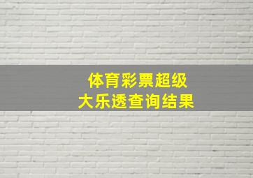 体育彩票超级大乐透查询结果