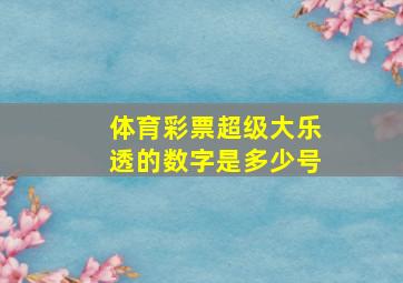 体育彩票超级大乐透的数字是多少号