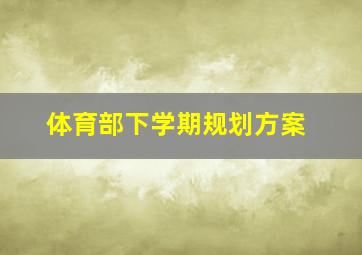 体育部下学期规划方案