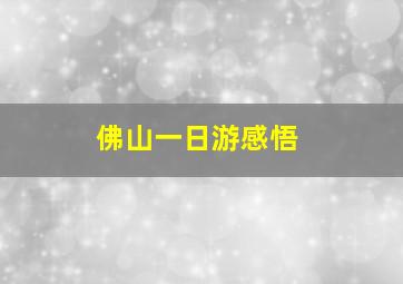 佛山一日游感悟