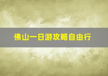 佛山一日游攻略自由行