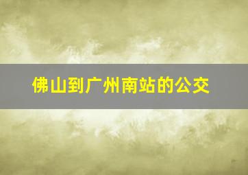 佛山到广州南站的公交