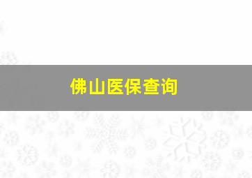 佛山医保查询