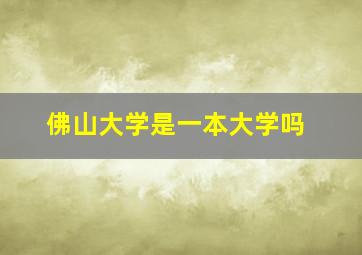 佛山大学是一本大学吗