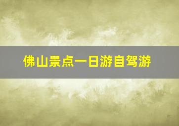 佛山景点一日游自驾游