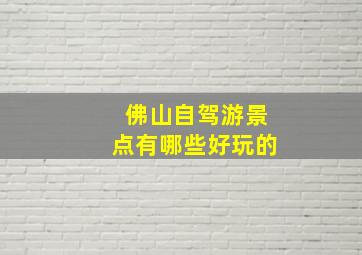 佛山自驾游景点有哪些好玩的