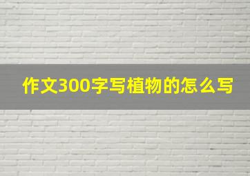 作文300字写植物的怎么写