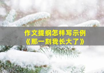 作文提纲怎样写示例《那一刻我长大了》