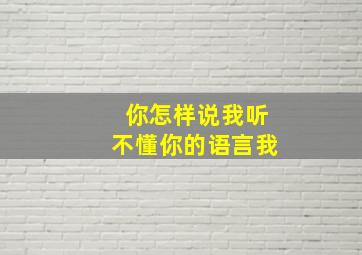 你怎样说我听不懂你的语言我