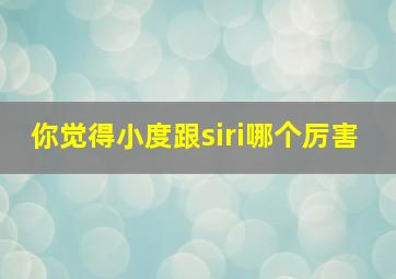 你觉得小度跟siri哪个厉害