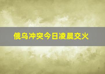 俄乌冲突今日凌晨交火