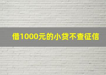 借1000元的小贷不查征信