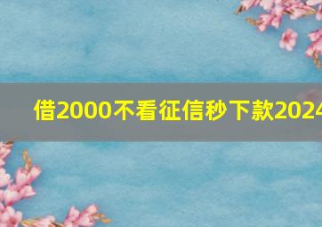 借2000不看征信秒下款2024