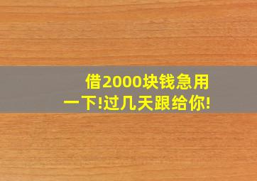 借2000块钱急用一下!过几天跟给你!