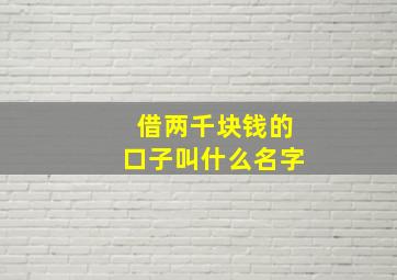 借两千块钱的口子叫什么名字