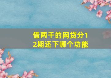 借两千的网贷分12期还下哪个功能