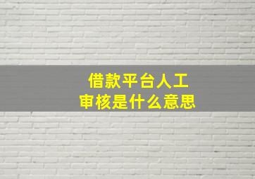 借款平台人工审核是什么意思