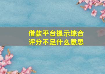 借款平台提示综合评分不足什么意思