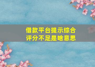 借款平台提示综合评分不足是啥意思