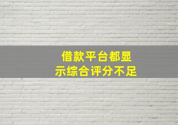 借款平台都显示综合评分不足