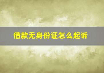 借款无身份证怎么起诉