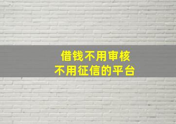 借钱不用审核不用征信的平台