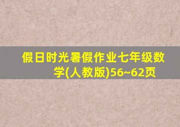 假日时光暑假作业七年级数学(人教版)56~62页