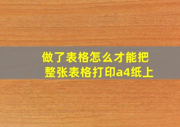 做了表格怎么才能把整张表格打印a4纸上