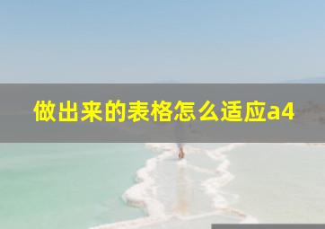 做出来的表格怎么适应a4