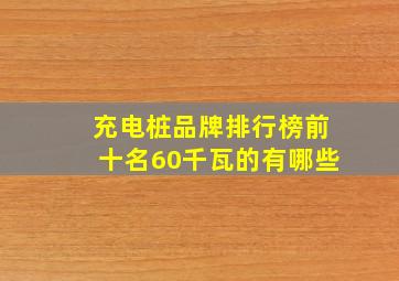 充电桩品牌排行榜前十名60千瓦的有哪些