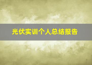 光伏实训个人总结报告