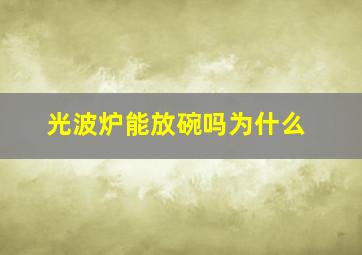 光波炉能放碗吗为什么