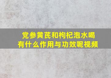 党参黄芪和枸杞泡水喝有什么作用与功效呢视频