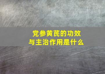 党参黄芪的功效与主治作用是什么