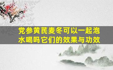 党参黄芪麦冬可以一起泡水喝吗它们的效果与功效