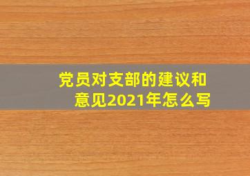 党员对支部的建议和意见2021年怎么写