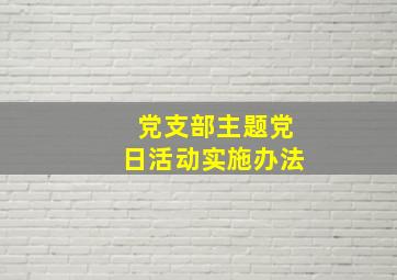 党支部主题党日活动实施办法