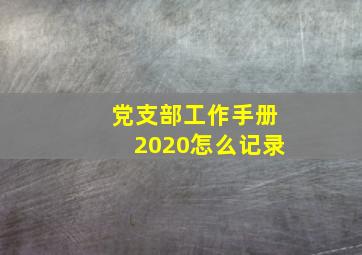 党支部工作手册2020怎么记录