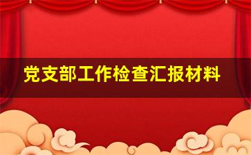 党支部工作检查汇报材料