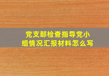 党支部检查指导党小组情况汇报材料怎么写