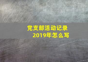 党支部活动记录2019年怎么写