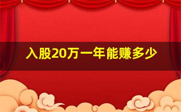 入股20万一年能赚多少