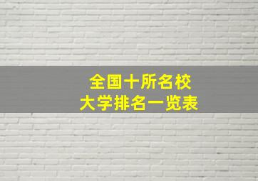 全国十所名校大学排名一览表