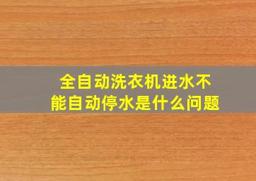 全自动洗衣机进水不能自动停水是什么问题