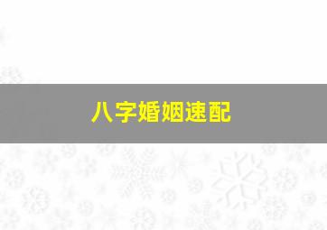 八字婚姻速配