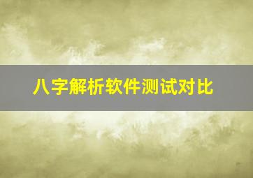 八字解析软件测试对比