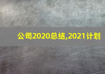 公司2020总结,2021计划